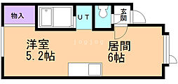 エクセレンス羊ヶ丘 1DKの間取図画像