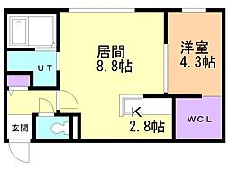 alloggioite 1LDKの間取図画像