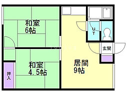 池マンションB 2LDKの間取図画像