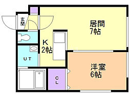 サークヒル学園前 1DKの間取図画像