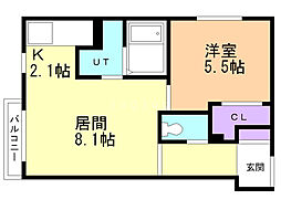グランメールメイビス 1LDKの間取図画像