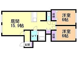 アムール43 2LDKの間取図画像