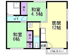 コーポ手塚 2LDKの間取図画像