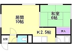 リバーハイツ32 1LDKの間取図画像
