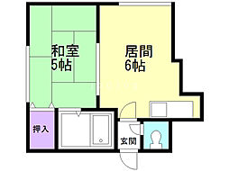 サンコーポC棟 1DKの間取図画像