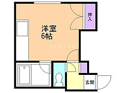 フラワーハイツH・S ワンルームの間取図画像