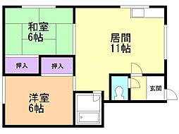 コーポ嶋村 2LDKの間取図画像