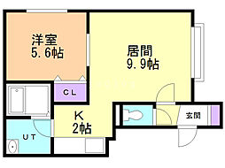 コーポ旭光 1LDKの間取図画像