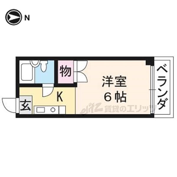 京都府京都市右京区太秦中筋町(賃貸マンション1R・4階・17.01㎡)の写真 その2