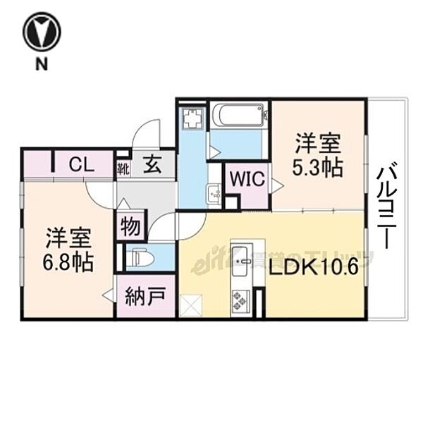 D-ROOM嵯峨嵐山 305｜京都府京都市右京区嵯峨折戸町(賃貸アパート2LDK・3階・58.07㎡)の写真 その2