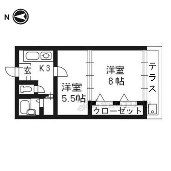 リ・ミラリオ 101｜京都府京都市右京区梅津中村町(賃貸マンション2K・1階・35.00㎡)の写真 その2