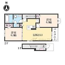 トムズガーデン園部II 201 ｜ 京都府南丹市園部町横田４号（賃貸アパート2LDK・2階・59.55㎡） その2