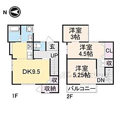 京福電気鉄道北野線 鳴滝駅 徒歩2分の賃貸一戸建て 2階3LDKの間取り