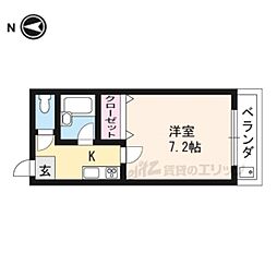 Sunrich上桂 1Kの間取図画像