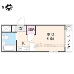 カリーナ南丹 3階ワンルームの間取り