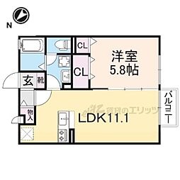 コンフォール・ヴィラC 1LDKの間取図画像