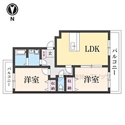 ラ・メゾンアオヤマ 2LDKの間取図画像
