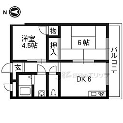 コーポラスモリ 2DKの間取図画像