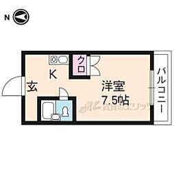 アクシア京都 1Kの間取図画像