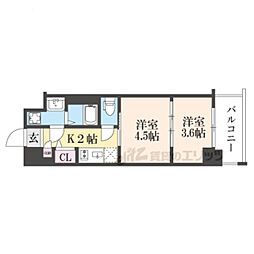 レシオス京都嵯峨野 1DKの間取図画像