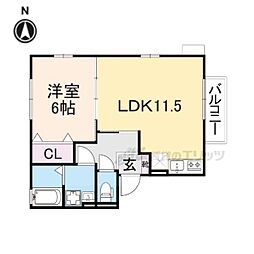 ゴマリジャーディン 1DKの間取図画像