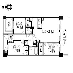 エスリード太秦三条天神川 3LDKの間取図画像