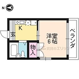 プレジール北山 1Kの間取図画像