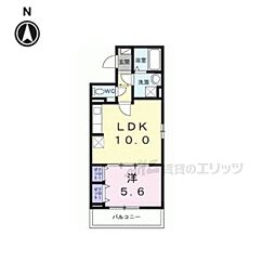 京都市北区紫竹栗栖町アパート 1LDKの間取図画像