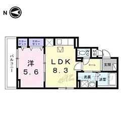 ヒカルサ京都大宮中林I 1LDKの間取図画像