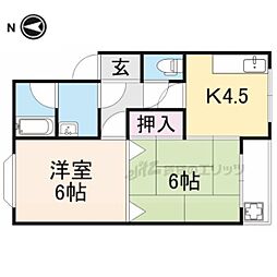 カーサ古世 2DKの間取図画像
