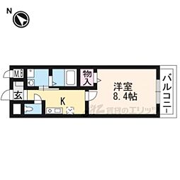 ガーレ花園 1Kの間取図画像