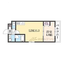 カーサ・フェリーチェ桂 1LDKの間取図画像