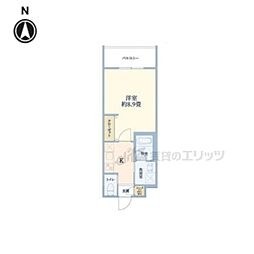 ウェルスクエア千本下長者 1Kの間取図画像