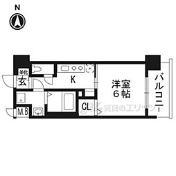 アクアプレイス京都西院 1Kの間取図画像