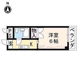 プラム四条 1Kの間取図画像