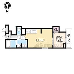シエーナ御前五条 1LDKの間取図画像