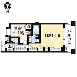 パークホームズ今出川 1LDKの間取図画像