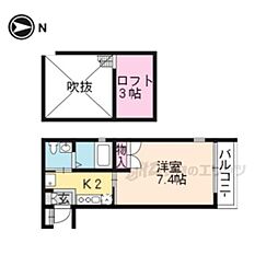 アクアプレイス京都西陣 1Kの間取図画像