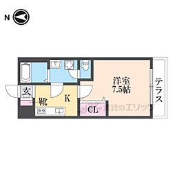 マンションメルローズHIDE 1Kの間取図画像