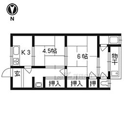 三幸荘 2Kの間取図画像