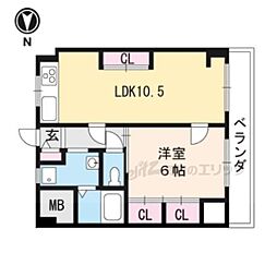 リヴァク栗東 1LDKの間取図画像