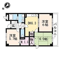 エルグランデ・奥村1 3DKの間取図画像