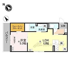 D-ROOM後三条 1LDKの間取図画像