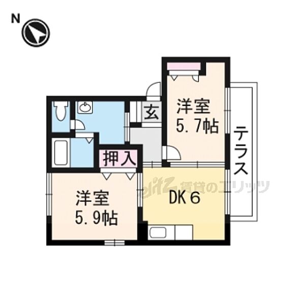 サンビレッジIIＡ 102｜滋賀県甲賀市甲南町新治(賃貸アパート2DK・1階・43.01㎡)の写真 その2