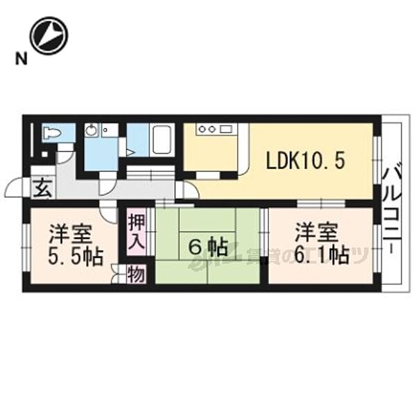 ピュアＩＮＮ21 102｜滋賀県守山市伊勢町(賃貸アパート3LDK・1階・61.05㎡)の写真 その2