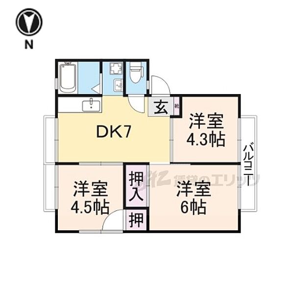 滋賀県彦根市南川瀬町(賃貸アパート3DK・2階・43.74㎡)の写真 その2