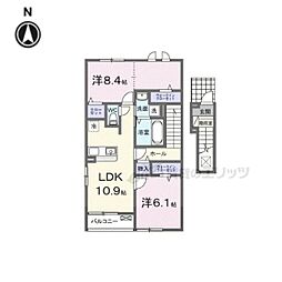 近江鉄道近江本線 愛知川駅 徒歩19分の賃貸アパート 2階2LDKの間取り
