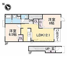 コーポ勢多5番館 2LDKの間取図画像