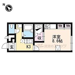レオパレス佐和山 1Kの間取図画像