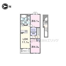 ヒカルサ仰木の里I 2LDKの間取図画像